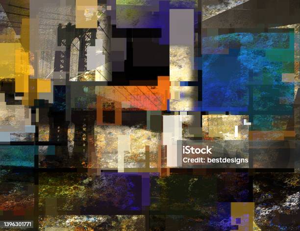 Modern Art Inspired Landscape Nyc Stock Photo - Download Image Now - New York City, Retro Style, Skyscraper