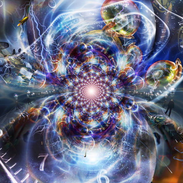 istock Eternal spaces. Surreal composition with time spirals 1396301808