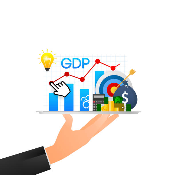 Vector illustration for gross domestic product rate, global economy, national budget.Business vector icon. Flat vector. Arrow icon Vector illustration for gross domestic product rate, global economy, national budget.Business vector icon. Flat vector. Arrow icon. gdp stock illustrations