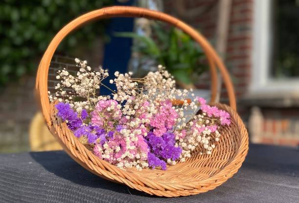 istock Dry flowers in wicker basket 1396307286