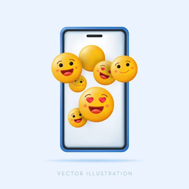 istock Cute smiling different Emoji on the mobile phone. 3D vector illustration in cartoon minimal style 1396307485