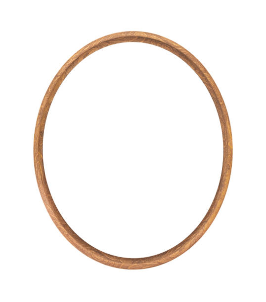 wooden oval  picture frame isolated