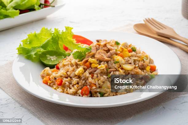 Fried Rice With Canned Tuna Fish Stock Photo - Download Image Now - Fried Rice, Rice - Food Staple, Tuna - Seafood