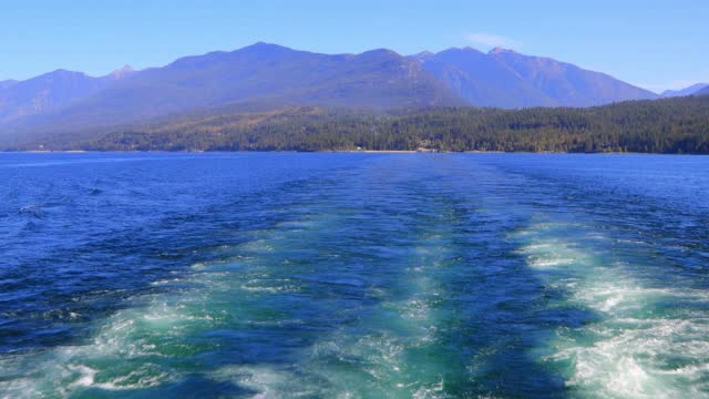 Ferry Boat Wake Kootenay Lake British Columbia Canada