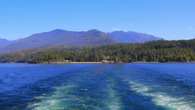 Ferry Boat Wake Kootenay Lake British Columbia Canada