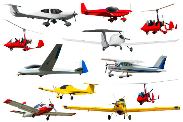 istock Aircraft, gliders and gyroplanes on white background 1396319579