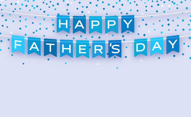 Happy Father's Day congratulations celebration confetti banner and party bunting background border design.