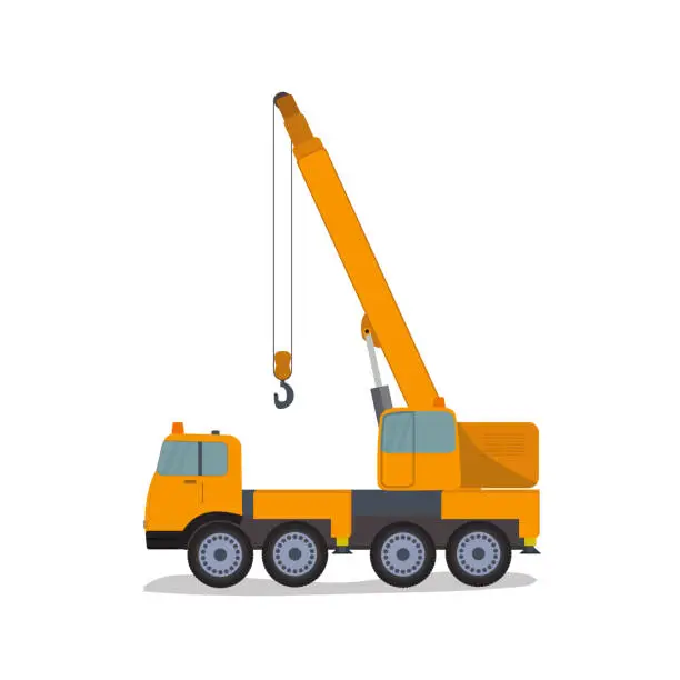 Vector illustration of truck crane
