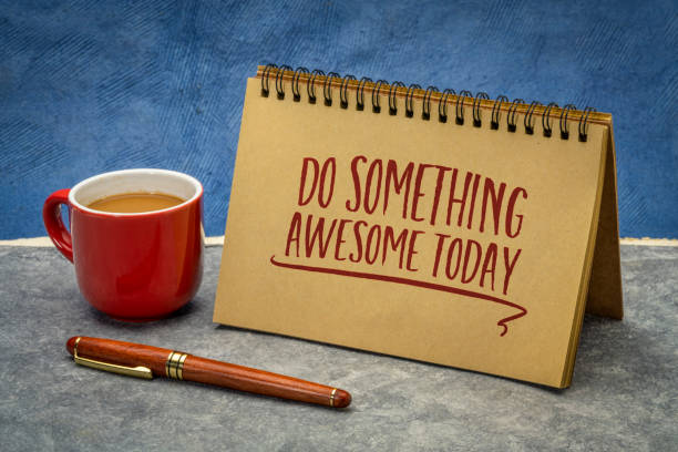 do something awesome today - today reminder note pad writing imagens e fotografias de stock