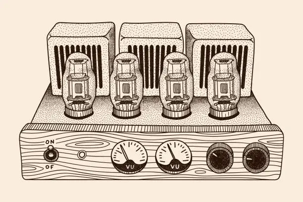 Vector illustration of Vintage tube amplifier