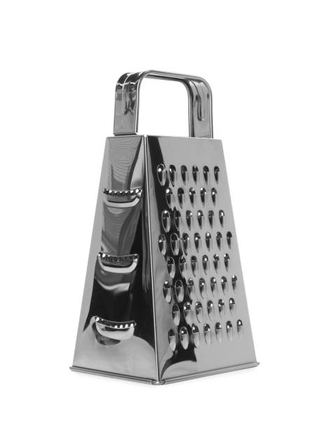 istock Stainless steel grater on white background. Kitchen utensil 1396325895