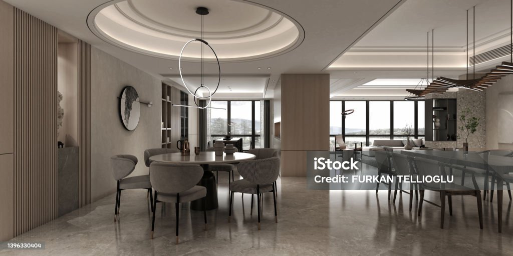 3d render of modern living room Apartment Stock Photo