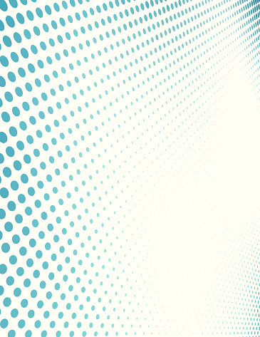 Abstract dotted background with perspective and halftone effect. Vertical vector graphic pattern