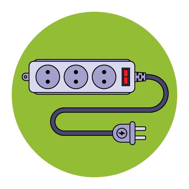 Web Power strip for supplying electricity through an outlet. flat vector illustration gang socket stock illustrations