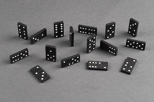 Domino on gray background