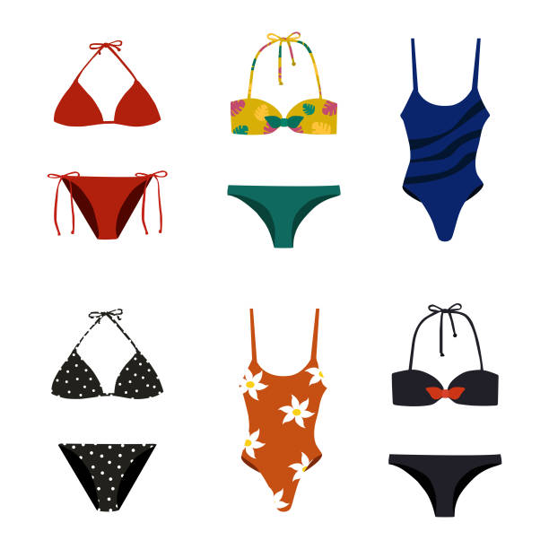 Bikini Icon Set Vector Design. Bikini Icon Set Vector Design EPS10 File. polka dot bathing suit stock illustrations