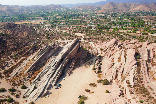 Aerial view of Vasquez Rocks, CA