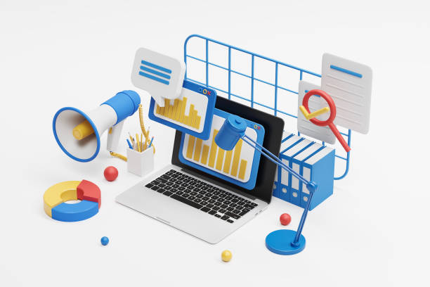 istock Laptop and multitasking, information and business seo 1396341376