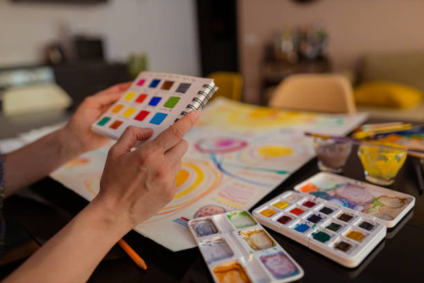 istock Choosing the right color from the palette 1396346746
