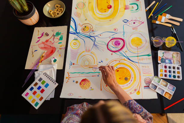 istock Top view of an abstract illustration on paper 1396347001