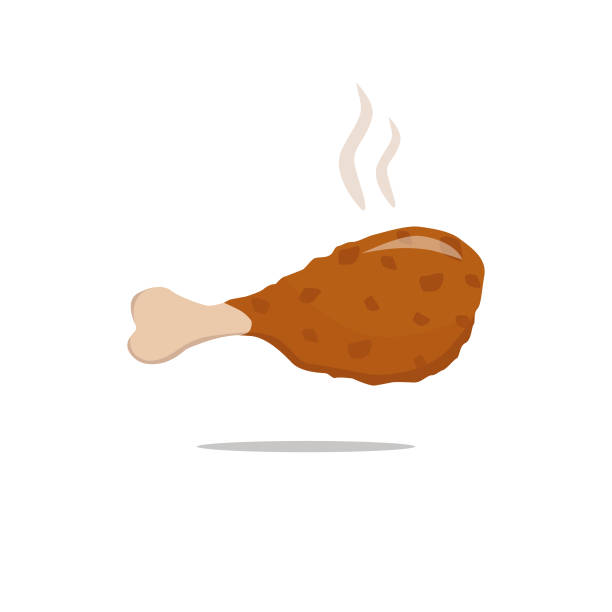 stockillustraties, clipart, cartoons en iconen met chicken drumstick icon vector design. - kippenpoot