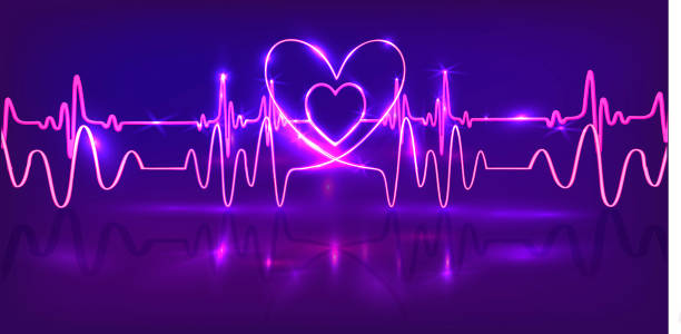 Neon heart rate. Two hearts, one in the other. Сardio waves Neon heart rate. Two hearts, one in the other. Сardio waves pulse orlando night club & ultra lounge stock illustrations