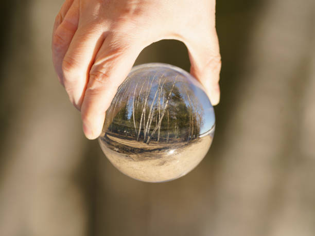 Beautiful world inside of clear crystal ball.