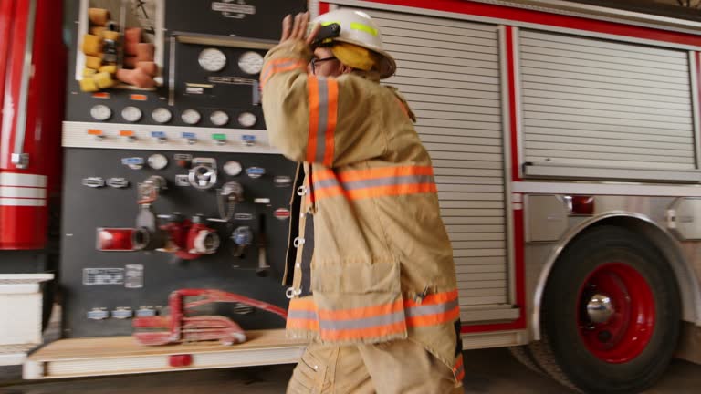 Firefighter at a Firestation