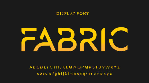 creative alphabet font. electronic abstract typography technology sports music future - daktilo yazısı stock illustrations
