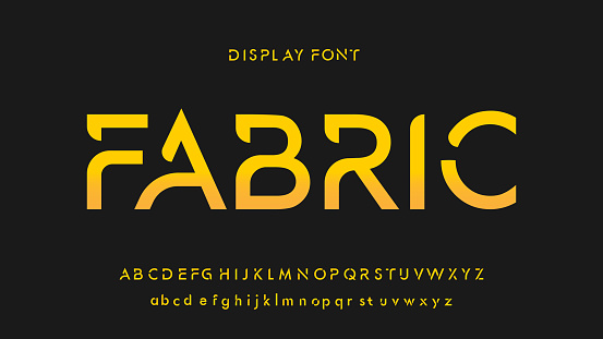 Creative alphabet font. electronic abstract typography technology sports music future