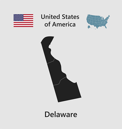 High detailed map state Delaware. United states of America illustration divided on states. Vector template state Delaware USA for your background, website, pattern, infographic