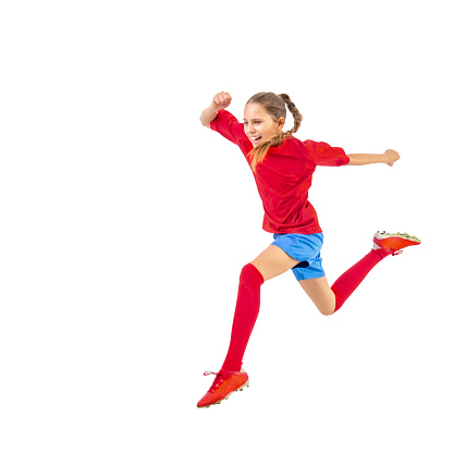 Excited Teen female soccer player