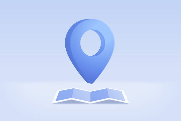 istock 3D location point marker of map or navigation pin icon sign on isolated white background. navigation is blue pastel colour with shadow on map direction. 3d GPS pin vector rendering illustration 1396367120