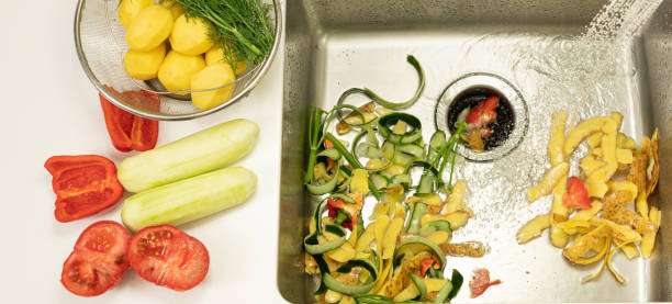 istock Sinks Disposal in the modern sink, waste chopper concept 1396367255