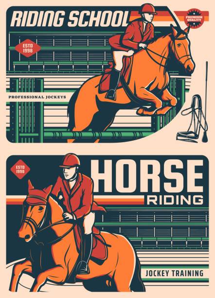 illustrazioni stock, clip art, cartoni animati e icone di tendenza di corse di cavalli, scuola di fantino e gite in polo club - steeplechasing