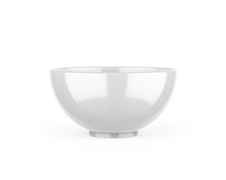 Blank ceramic bowl template, 3d render illustration.