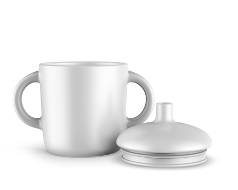 Blank Trainer Sipper Cup For Infant, 3d render illustration.