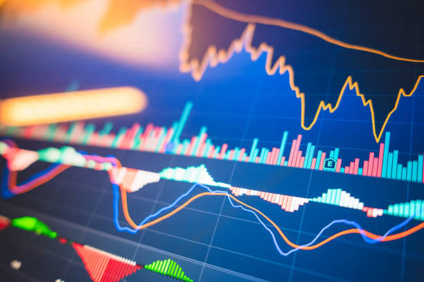 istock Stock exchange online trading platform chart candlesticks bars, tickers digital data on crypto currency trade financial market platform. Stockmarket graph statistic. Computer screen closeup background 1396384754