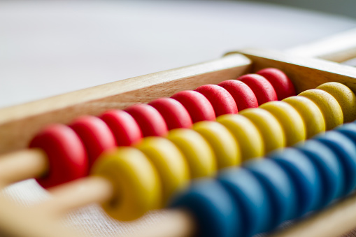 Colorful wooden abacus for children's learning.