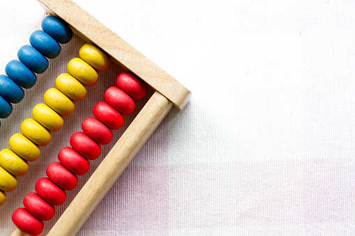 Colorful wooden abacus for children's learning.