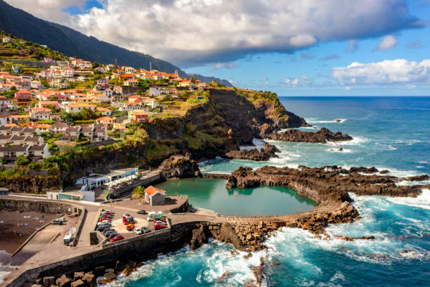 Seixal Madeira Island Portugal Aerial view stock photo