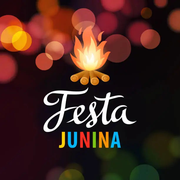 Vector illustration of Junina Bonfire Party