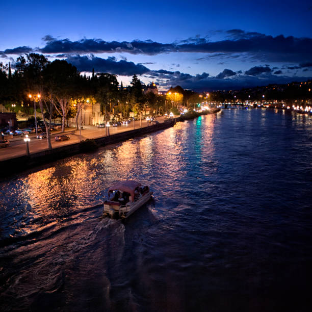 View of Mtkvari River from Tbilisi Georgia's Bridge of Peace