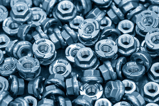 bolts and nuts.Close-up of various screws. Use for background, top view.