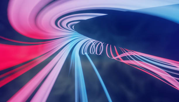 istock Abstract background line wave red pink color on dark background. 3D illustration rendering. 1396399772