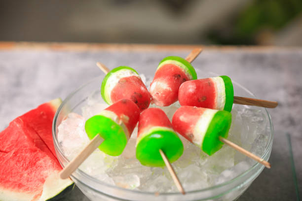 istock summer ice creams with watermelon closeup with selective focus and blur 1396401214