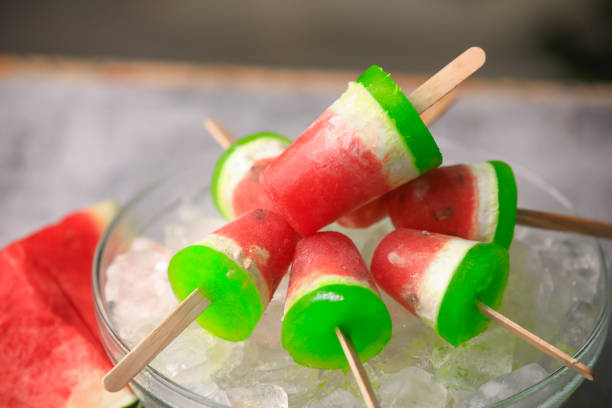 istock summer ice creams with watermelon closeup with selective focus and blur 1396401225