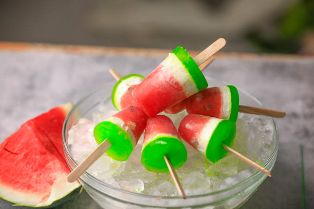 istock summer ice creams with watermelon closeup with selective focus and blur 1396401238