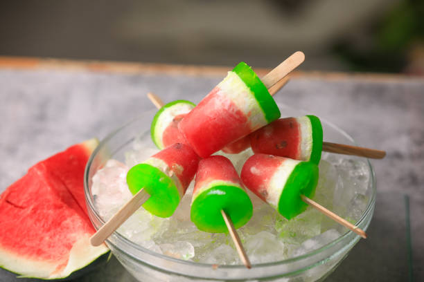 istock summer ice creams with watermelon closeup with selective focus and blur 1396401273
