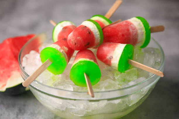 istock summer ice creams with watermelon closeup with selective focus and blur 1396401293